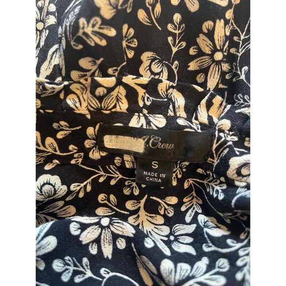 J. Crew S Black & cream Floral Shirt Dress tossed bouquet print pockets - Picture 5 of 13